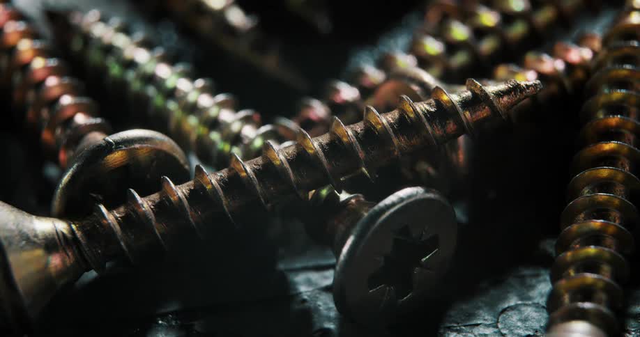 Close up of screws with threads