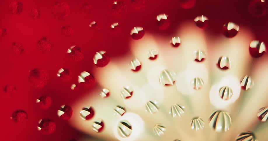 Drops of water are on the glass