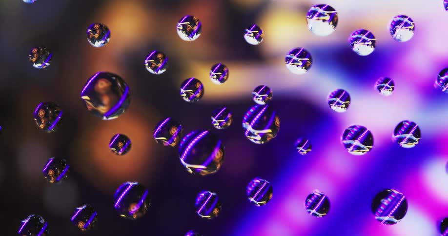 Drops of water are on the glass