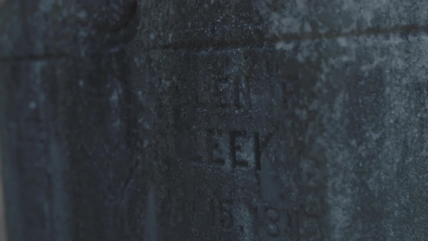 A weathered gravestone
