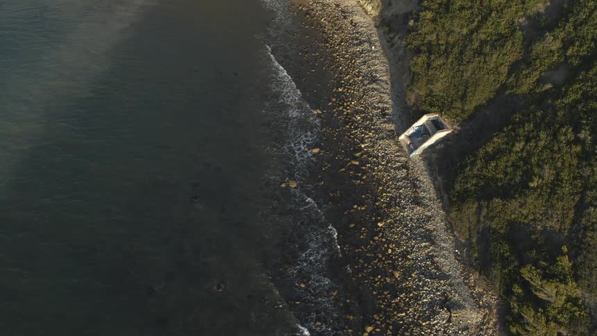 Aerial view of a beach and ocean during spring