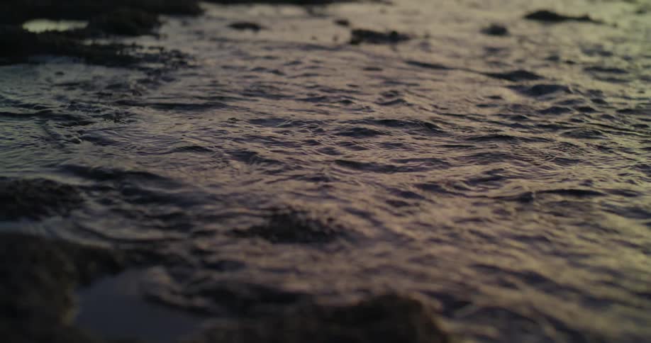 Sun is shining on the ocean coast during dusk