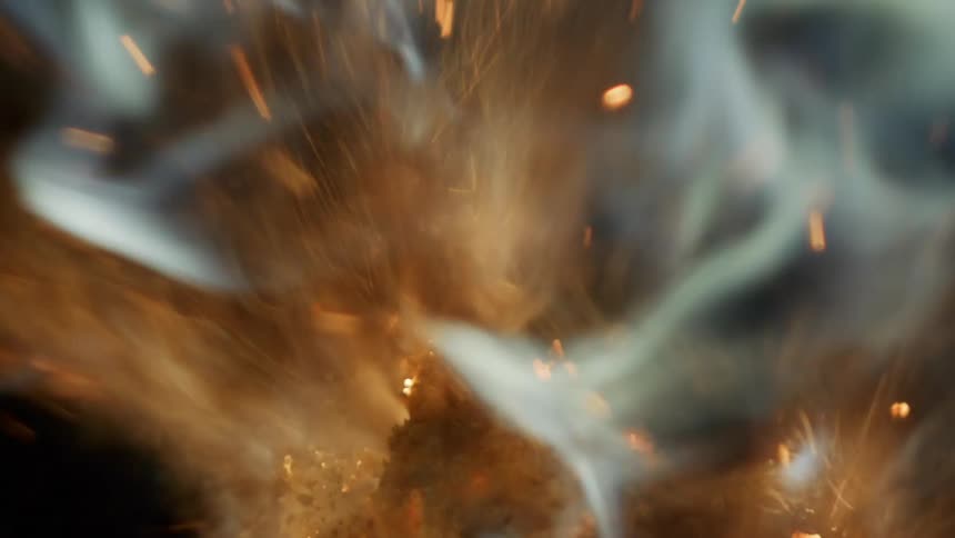 Close up of bonfire with blazing fire