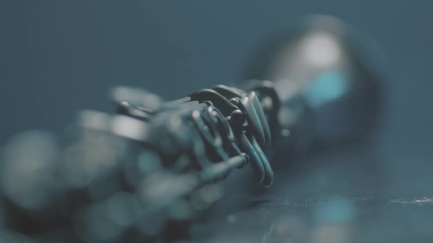 A trumpet sits atop a countertop