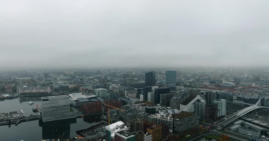Aerial view of a urban city is displayed during day time