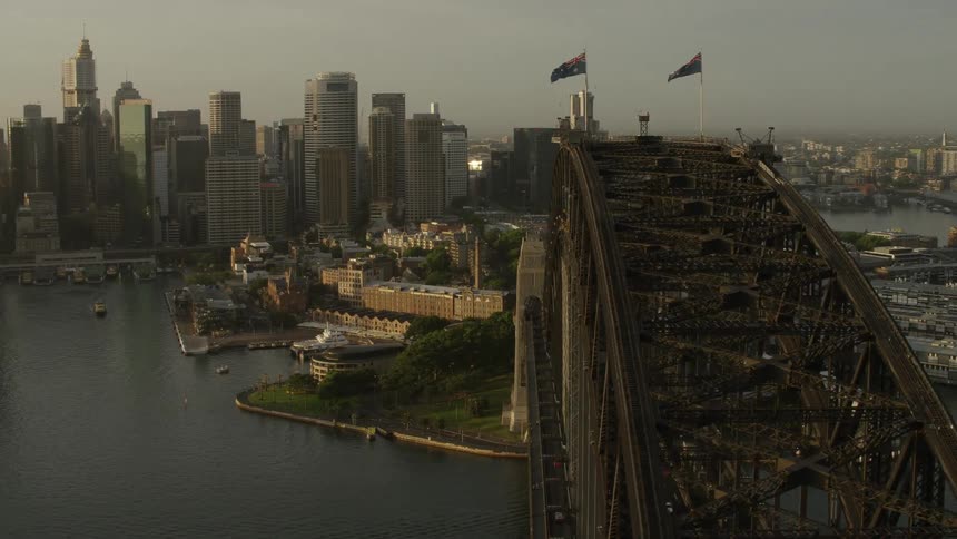 A bridge crossing a waterway connecting the city