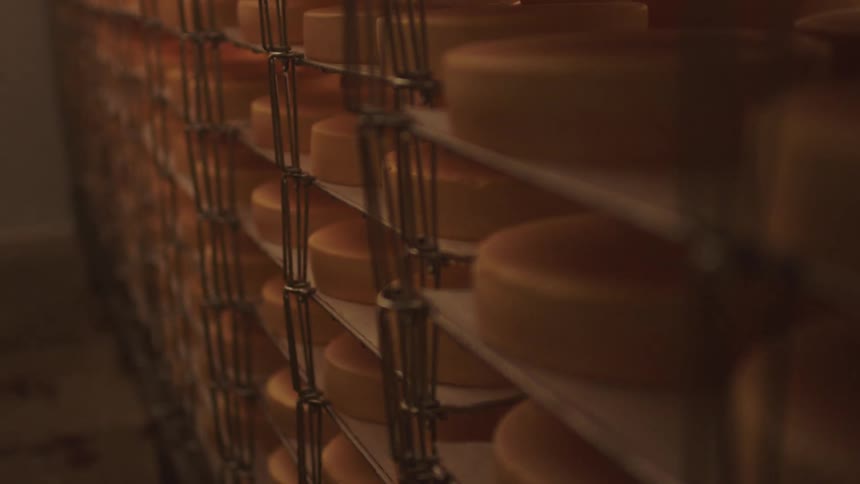 Stacks of cake are in the bakery