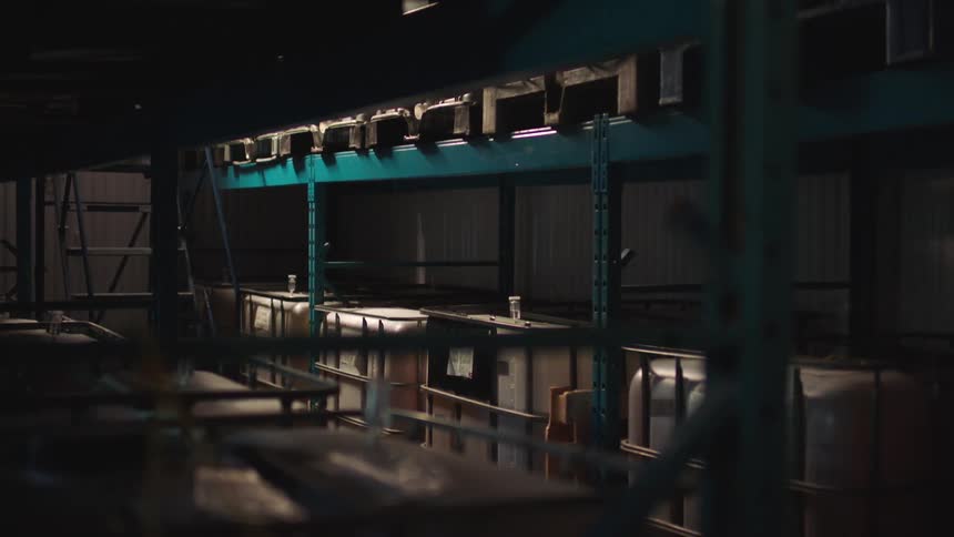 Multiple holding tanks in a warehouse