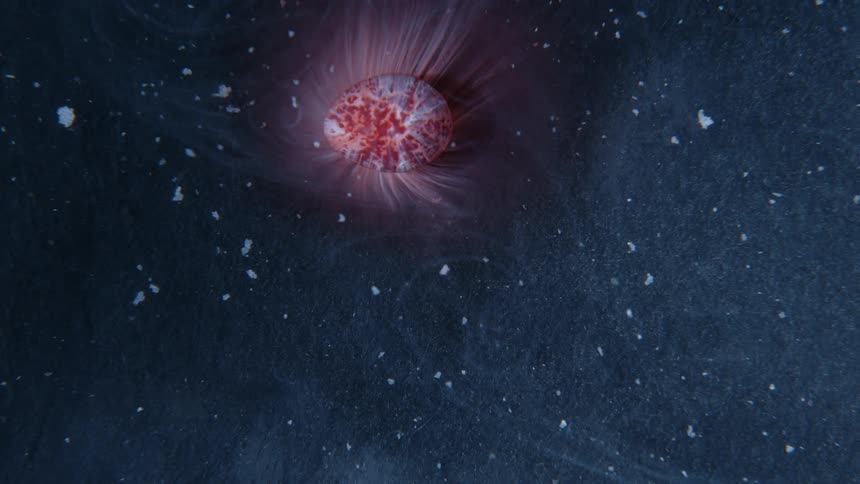 Suspended particles flowing in liquid