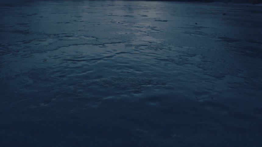 A frozen body of water