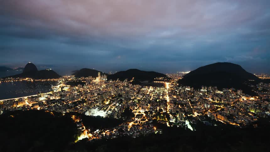 The sun sets on the city