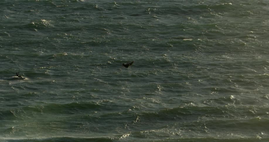 A person kitesurfing is lifted out of the water and into the air as they fly over the waves and land back into the water