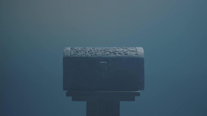 A small chest sits on a pillar