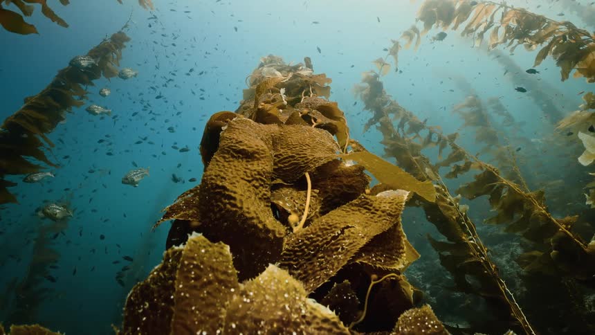 Tall seaweed floats underwater