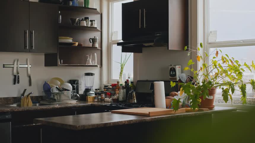 A very modern kitchen featuring sleek and sophisticated appliances that give the space a highend and luxurious feel