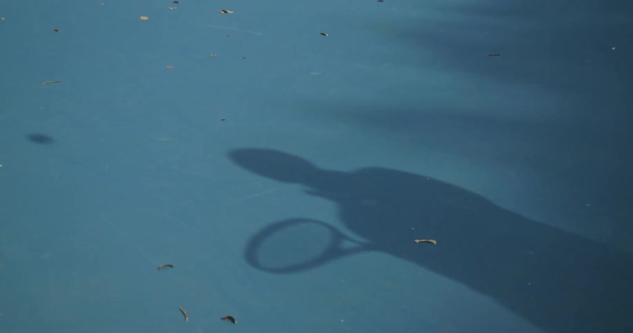 Shadow of tennis player playing tennis in the court