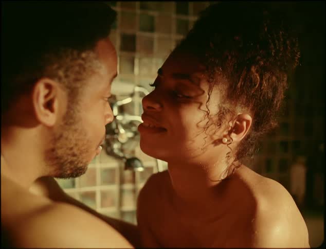 Man and woman are taking a bath together