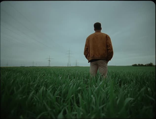 A man stands in the tall grass