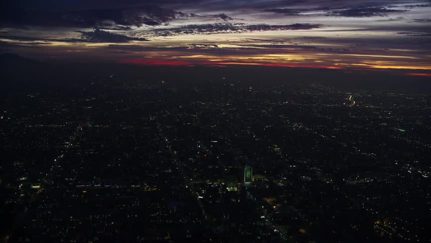 A breathtaking aerial view of Downtown Los Angeles skyscrapers during sunrise captured in stunning resolution