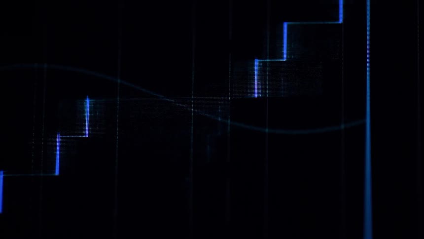 Blue pixelated lines on a black screen