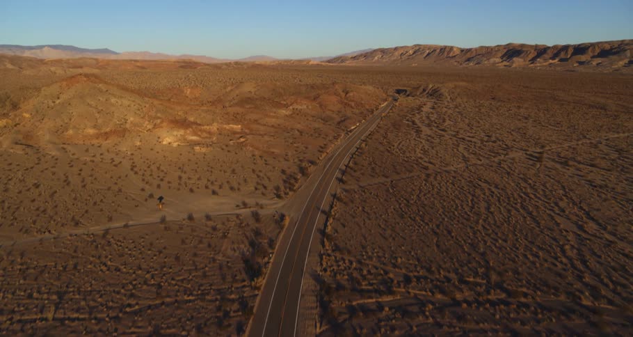 The highway is empty in the desert