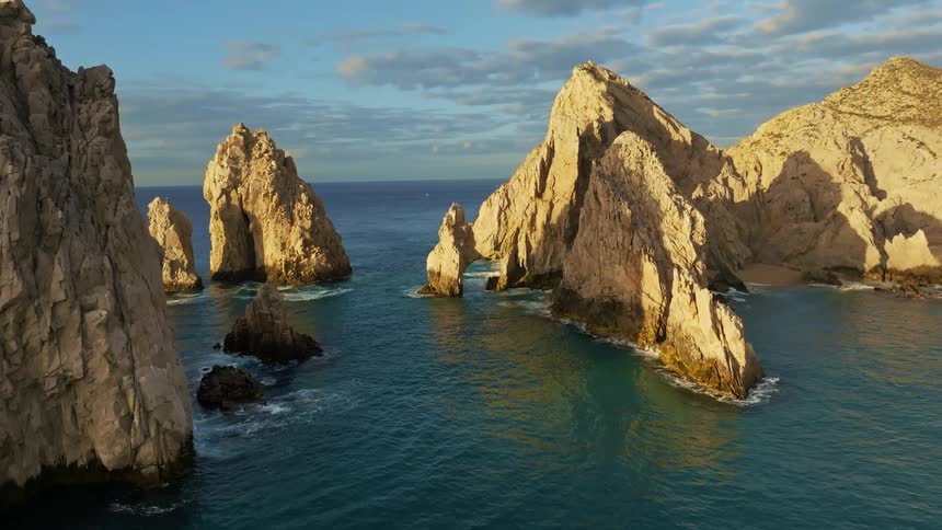 Aerial view of island in the ocean is displayed