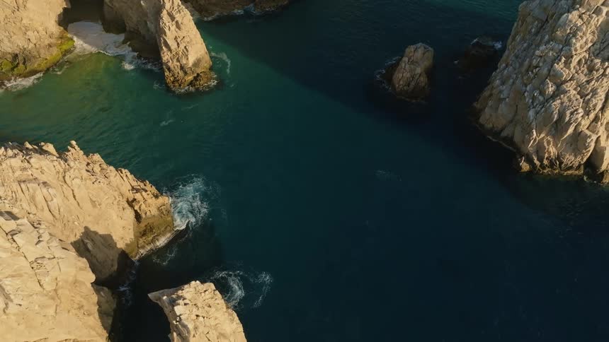 Aerial view of island and oceans are displayed