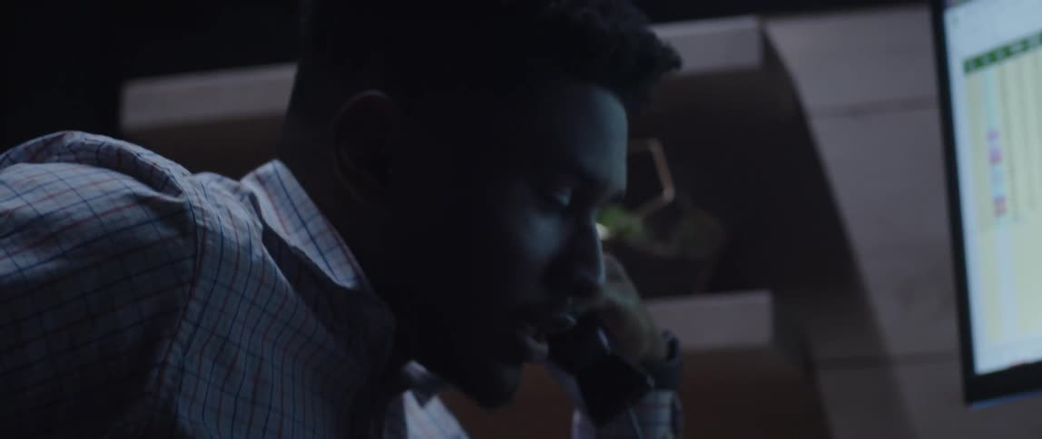 A man sitting talking on the phone in front of his computer