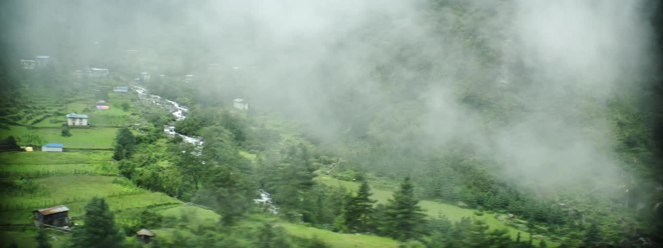 Mist and fog is covering the landscape in spring
