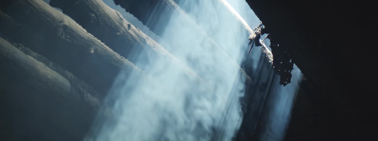 A shot of vapor moving up into a site