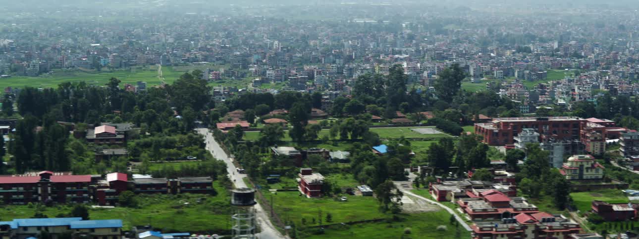 An aerial view of a neighborhood