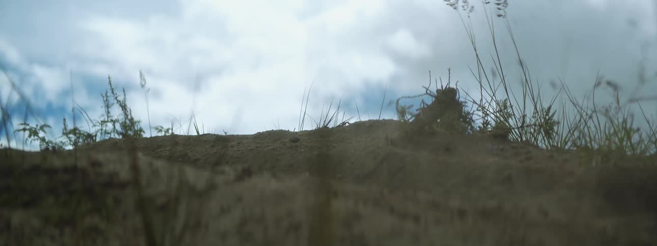A person riding over dirt on a mountain bike