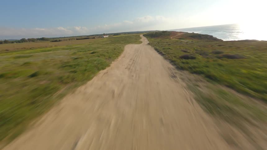 Aerial view of a beach in spring is displayed