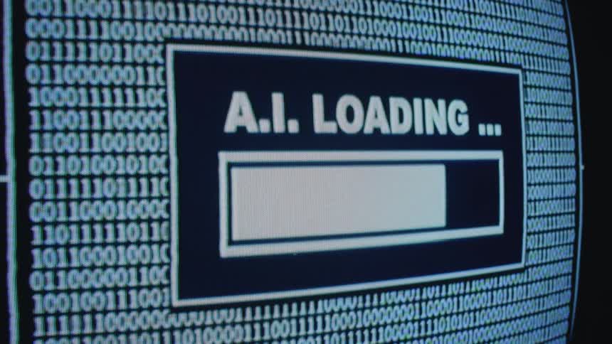 Close up of random numbers on a screen showing a loading screen