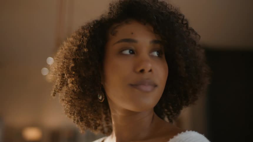 A portrait of a woman in a room