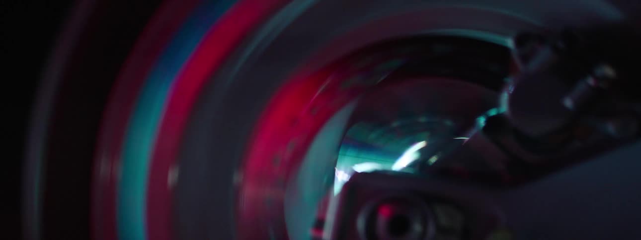 A wheel speeding through