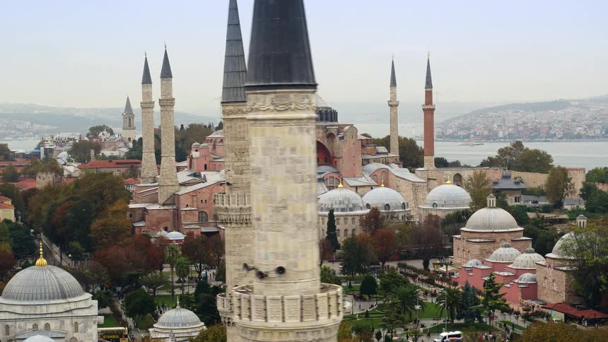 Aerial view of the hagia sophia grand mosque in istanbul at daytime
