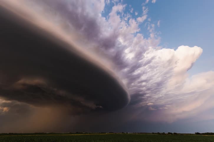 Time lapse view of a storm is displayed at dusk