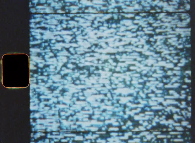 Static plays on a television screen