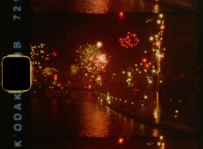 Spectacular fireworks going off in the city after midnight countdown climax