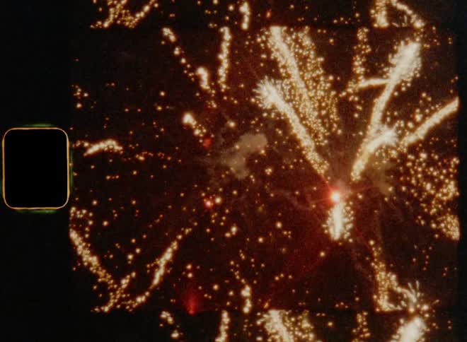 Old film footage of firework show celebrating Independence Day