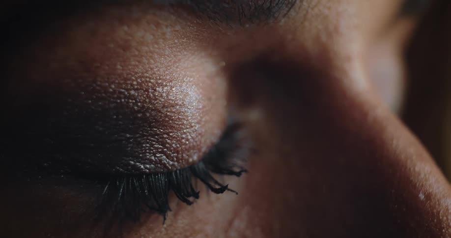 Close up of womans brown eyes