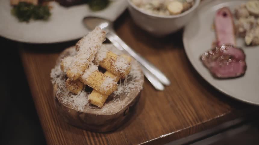 A person dines at a table