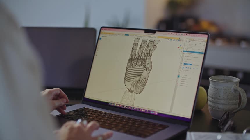 A person is looking at a diagram on their laptop