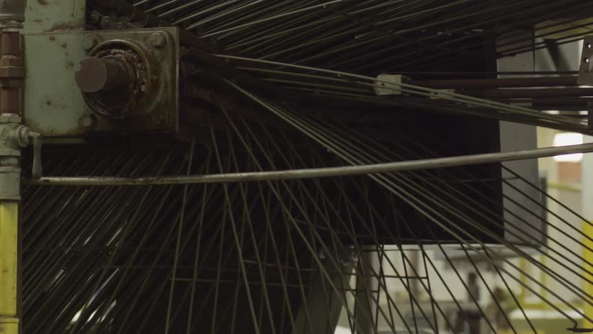 The metal wheel is turning