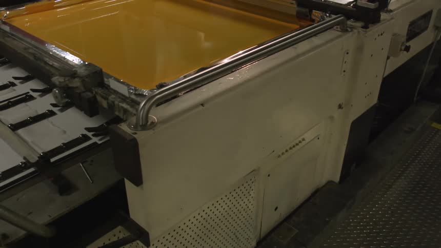The machine is producing in the factory
