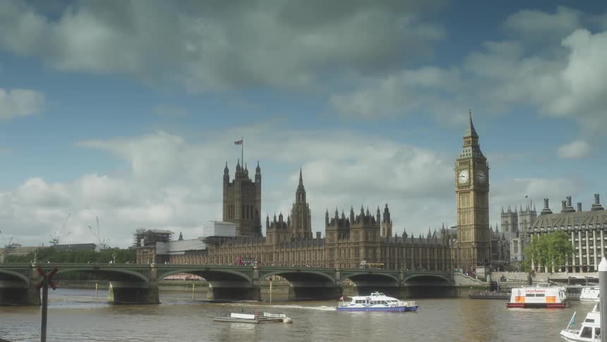 A city is shown during the day