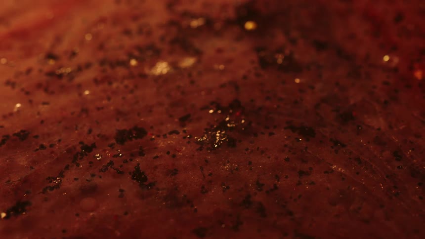 Meat is turning and cooking