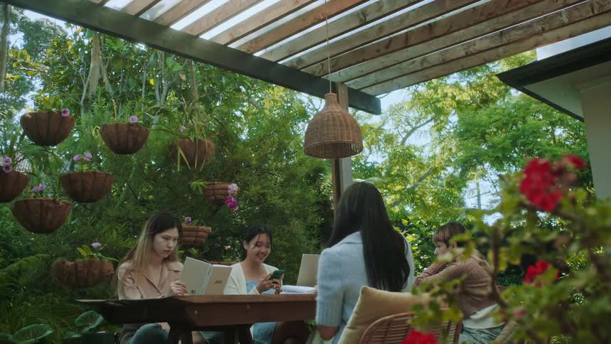 Friends are hanging outdoors and are having lots of fun