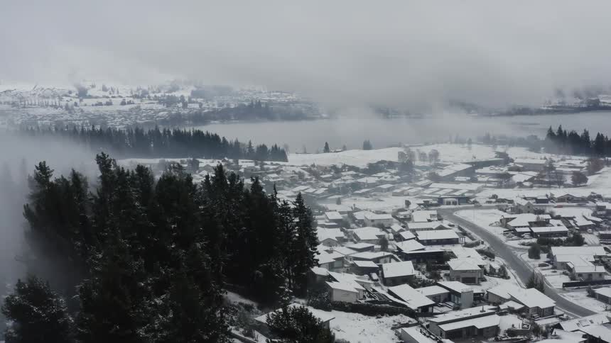 The view is of the city area around the winter area